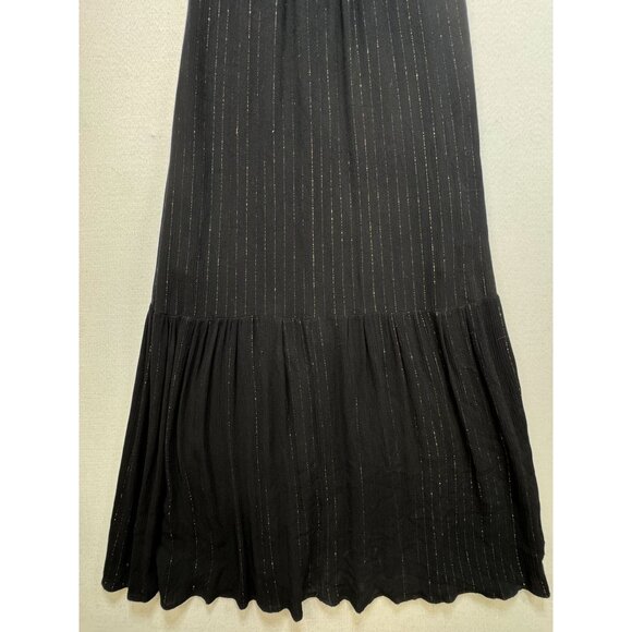 A New Day Womens Maxi Dress Size XS Black Gold  Metallic Stripes Sleeveless - Picture 8 of 16